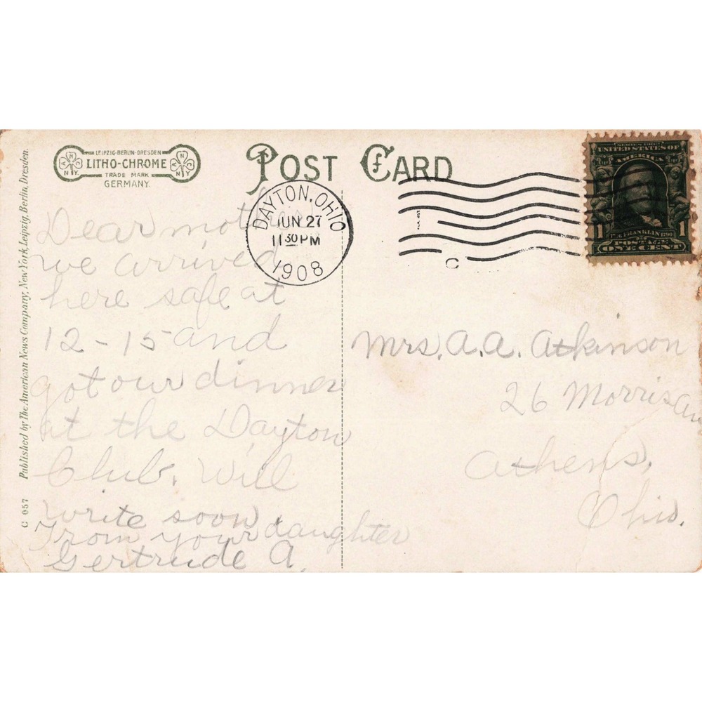Dayton Ohio OH Postcard Soldiers Home View in Grotto Stone Tower Gate c1908 Vtg - Picture 2 of 2